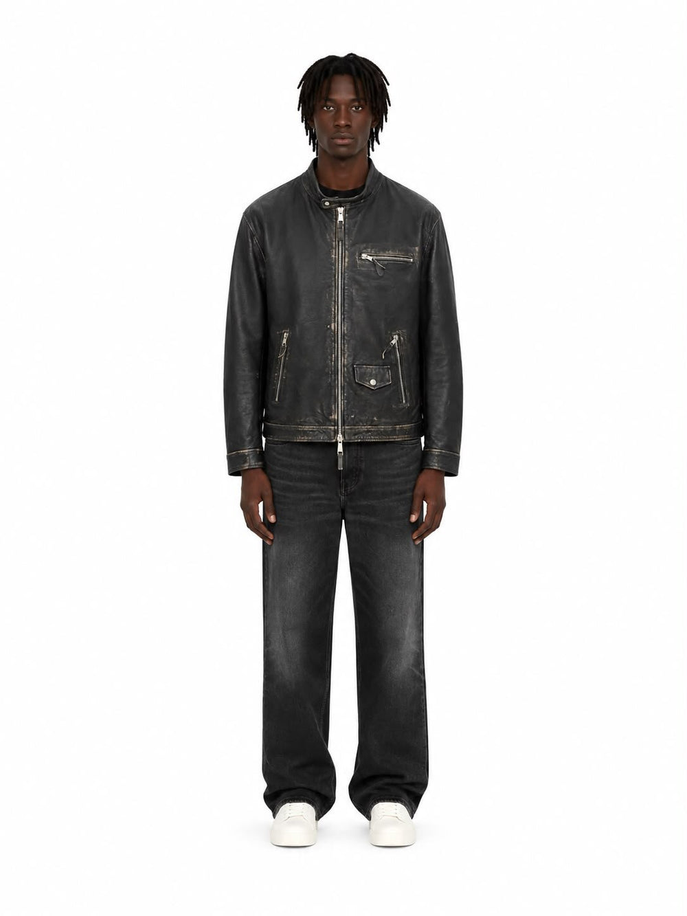 Giubbino Vera Pelle Biker Zip Uomo - JEK PIT
