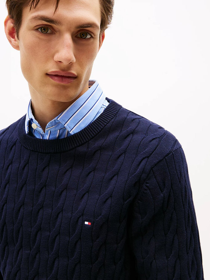 TOMMY HILFIGER  Maglione Giro Intrecciato Cable Uomo |  JEK PIT