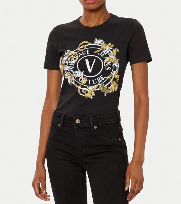 VERSACE JEANS  t-Shirt v-Emblem Baroque Logo Gr Donna |  JEK PIT