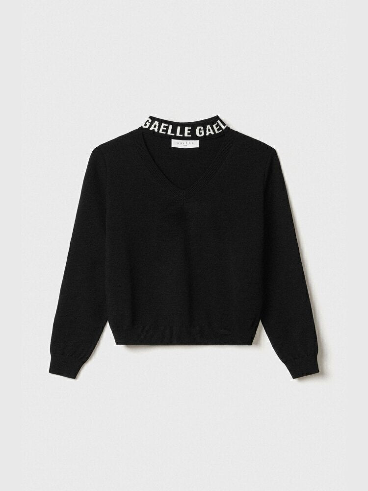 GAELLE  Maglione a Punta Logo Su Collo Donna |  JEK PIT