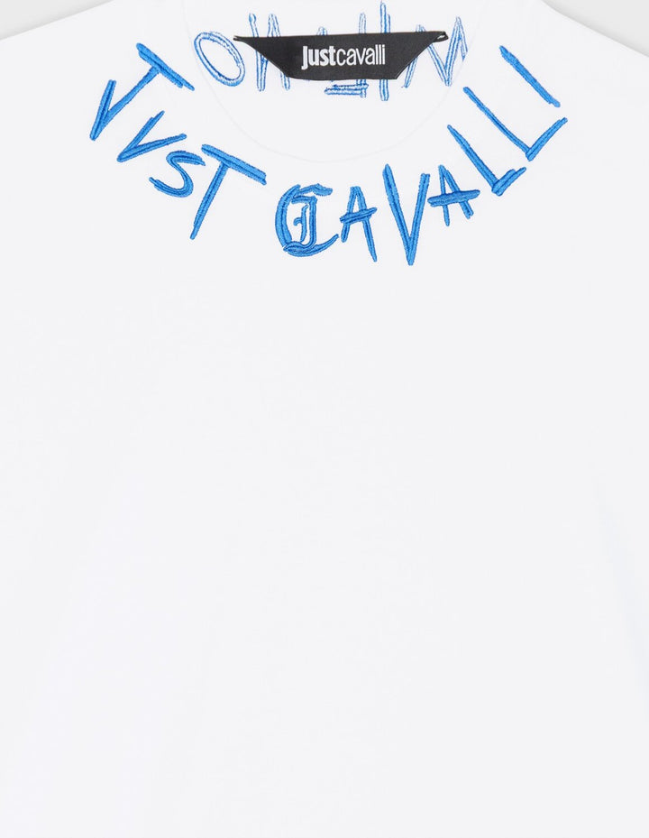 JUST CAVALLI  t-Shirt Con Ricamo Su Collo Uomo |  JEK PIT