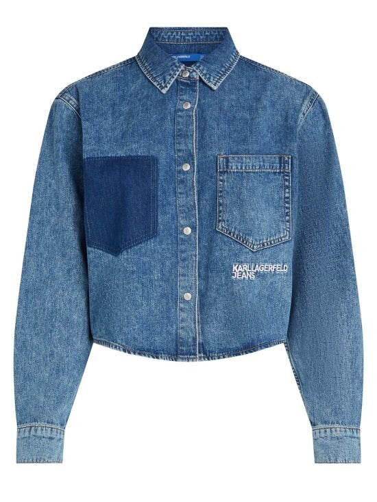 KARL LAGERFELD  Camicia In Jeans Con Logo Ricamato Donna |  JEK PIT