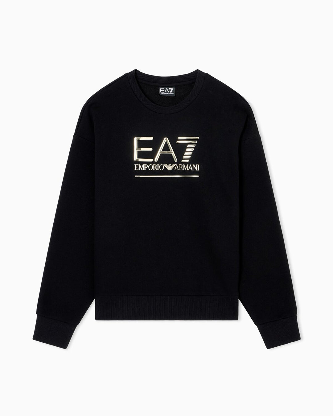 EMPORIO ARMANI EA7  Felpa a Giro Train Logo Argentato Grande Donna |  JEK PIT