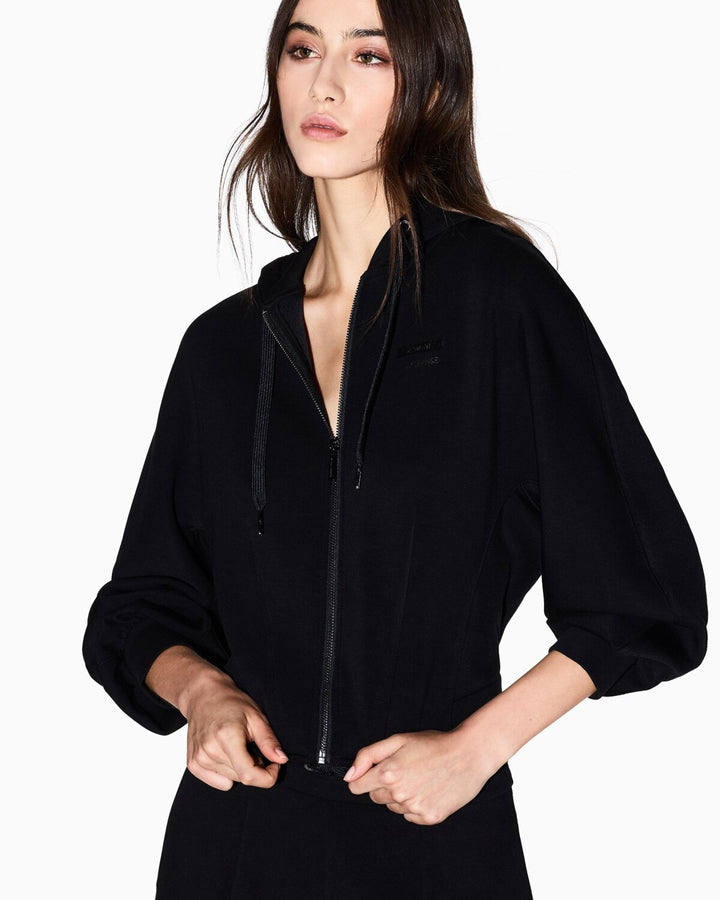 ARMANI EXCHANGE  Felpa Capp. e Zip Logo Argentato Piccolo Donna |  JEK PIT