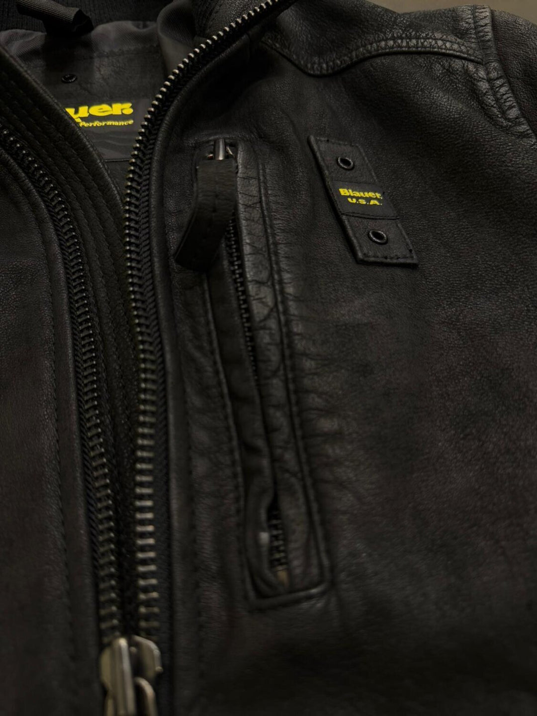 BLAUER  Bomber In Pelle Slavata Con Zip Uomo |  JEK PIT