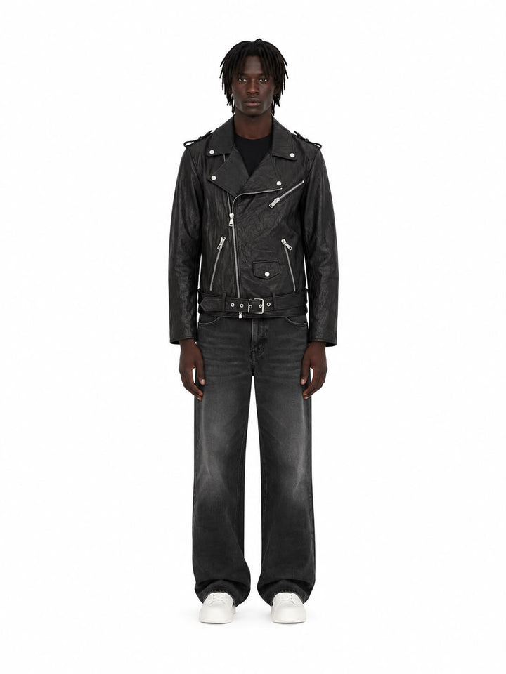 Chiodo Real Leather Trethed Patt Uomo - JEK PIT