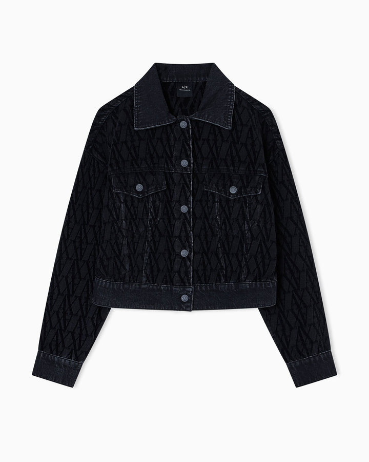 ARMANI EXCHANGE  Giubbino In Jeans Logo Allover Grande Donna |  JEK PIT