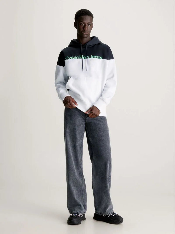 CALVIN KLEIN  Felpa Bicolor Cappuccio Logo Fluo Uomo |  JEK PIT
