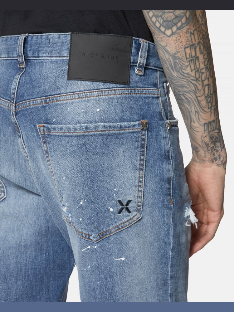 JOHN RICHMOND X  Jeans Sky Skynny Fit Strappato Uomo |  JEK PIT