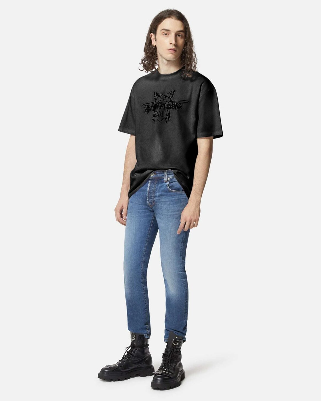 T-Shirt Over Stampa Floccata Uomo - JEK PIT