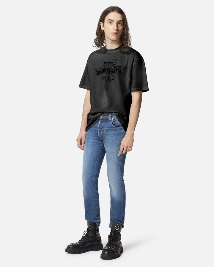 T-Shirt Over Stampa Floccata Uomo - JEK PIT
