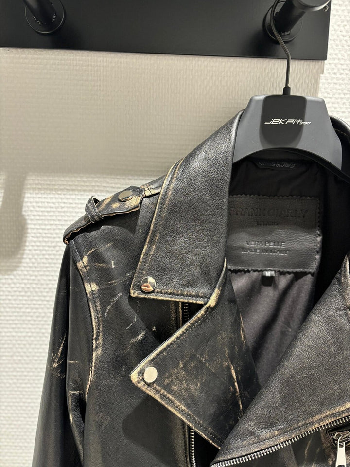 FRANK CIARLY  Giubbino Pelle Chiodo Stonewash Uomo |  JEK PIT