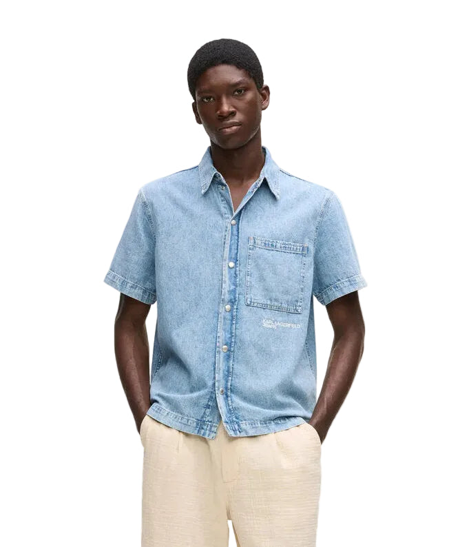 KARL LAGERFELD | Camicia In Jeans Con Logo Sotto Taschino Uomo - Jek Pit