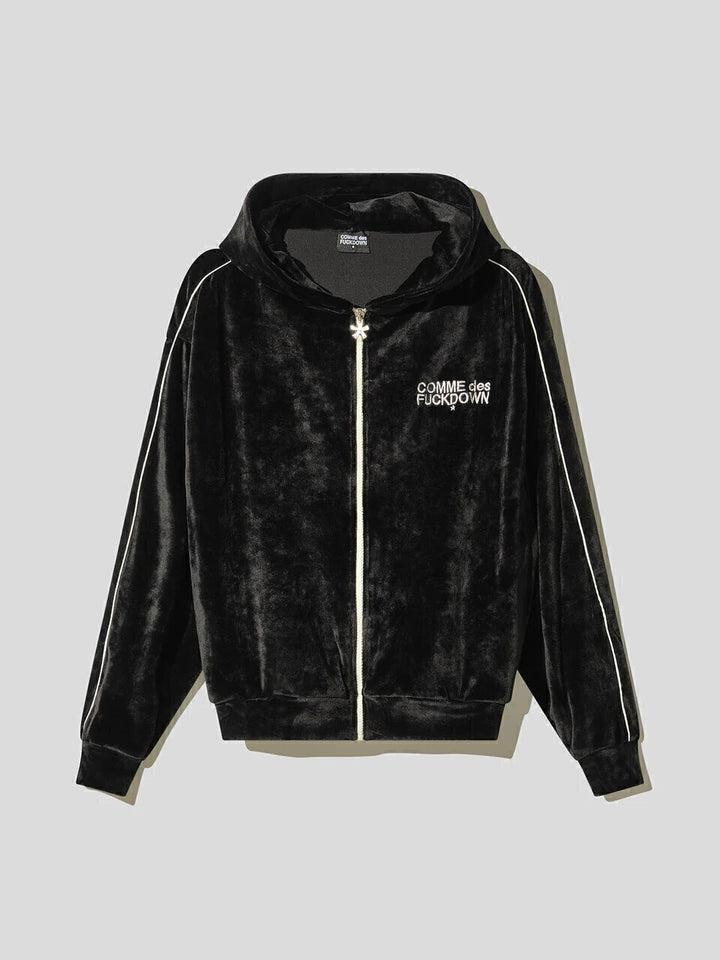 COMME DES FUCKDOWN  Felpa Cappuccio e Zip In Ciniglia Donna |  JEK PIT