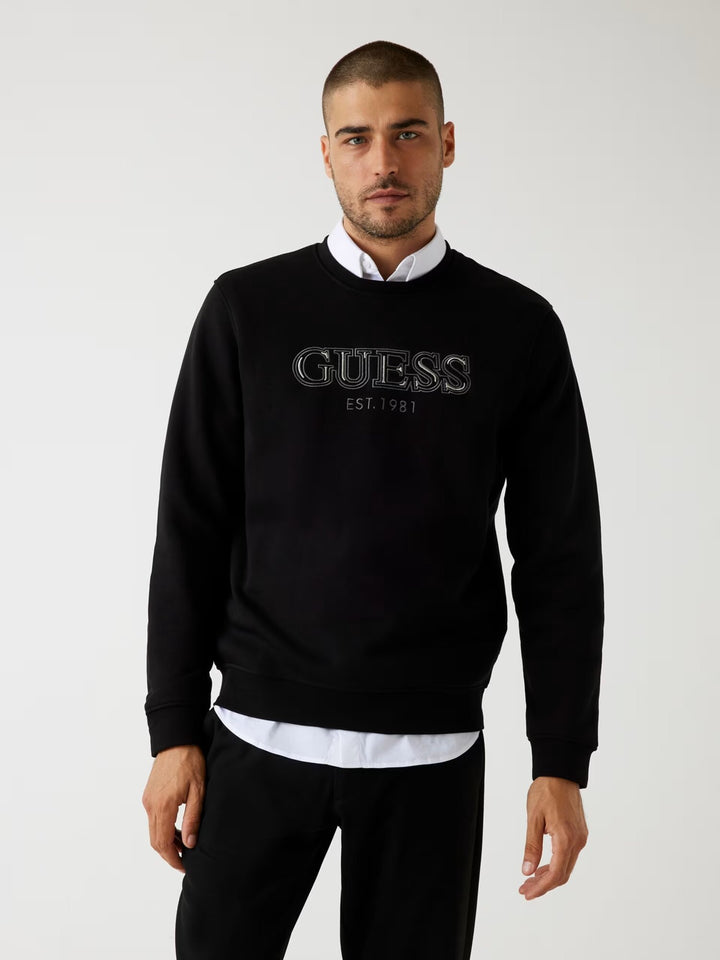 GUESS  Felpa a Giro Logo Ricamato Grande Uomo |  JEK PIT