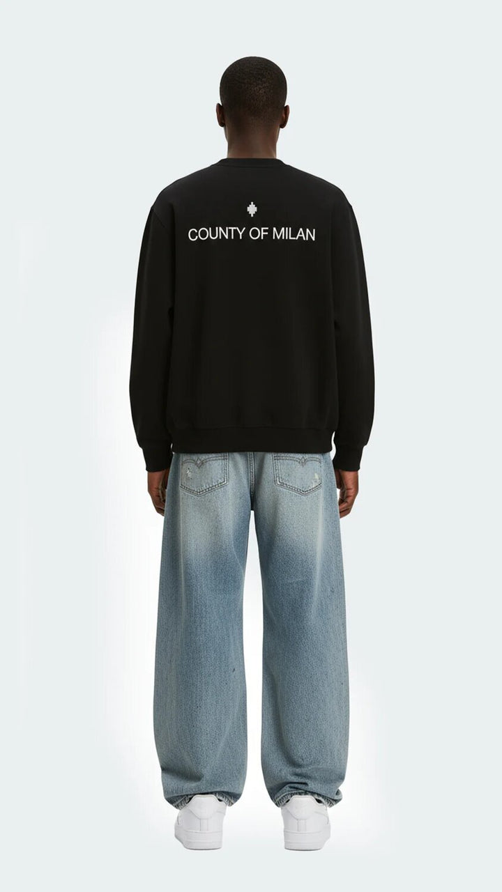 COUNTY OF MILAN - BURLON  Felpa a Giro Logo Retro Grande Uomo |  JEK PIT