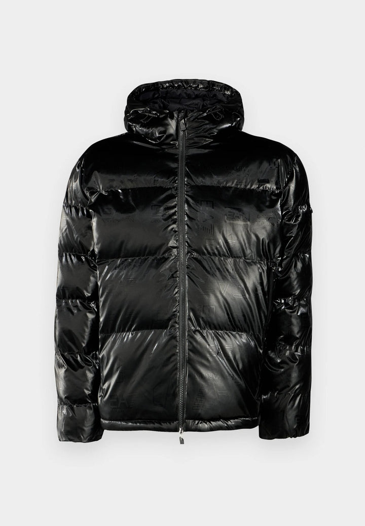 EMPORIO ARMANI EA7  Piumino Capp. Lucido Logo Allover Uomo |  JEK PIT