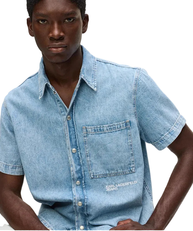 KARL LAGERFELD | Camicia In Jeans Con Logo Sotto Taschino Uomo - Jek Pit