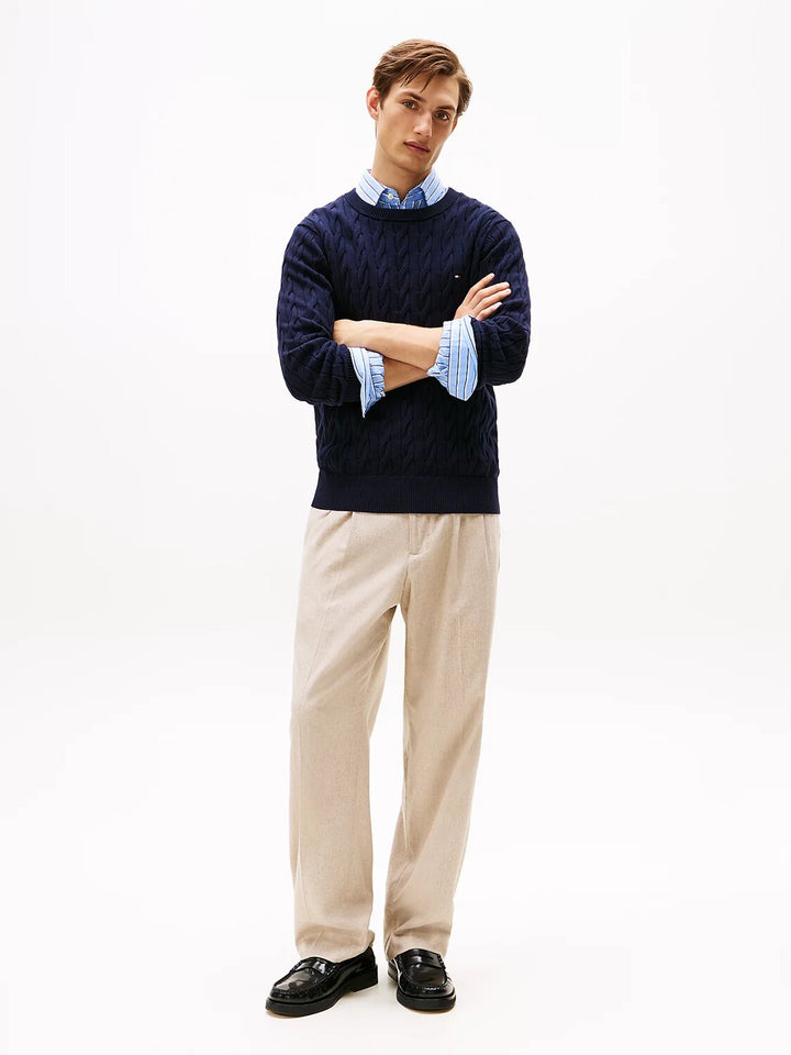 TOMMY HILFIGER  Maglione Giro Intrecciato Cable Uomo |  JEK PIT
