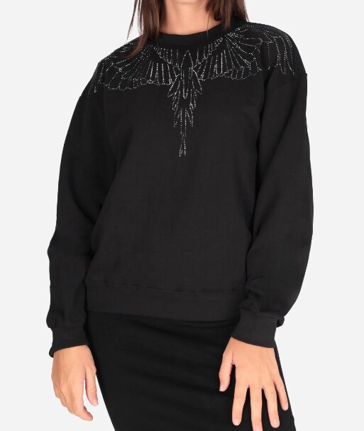 COUNTY OF MILAN - BURLON  Felpa a Giro Logo Aquila Con Strass Donna |  JEK PIT