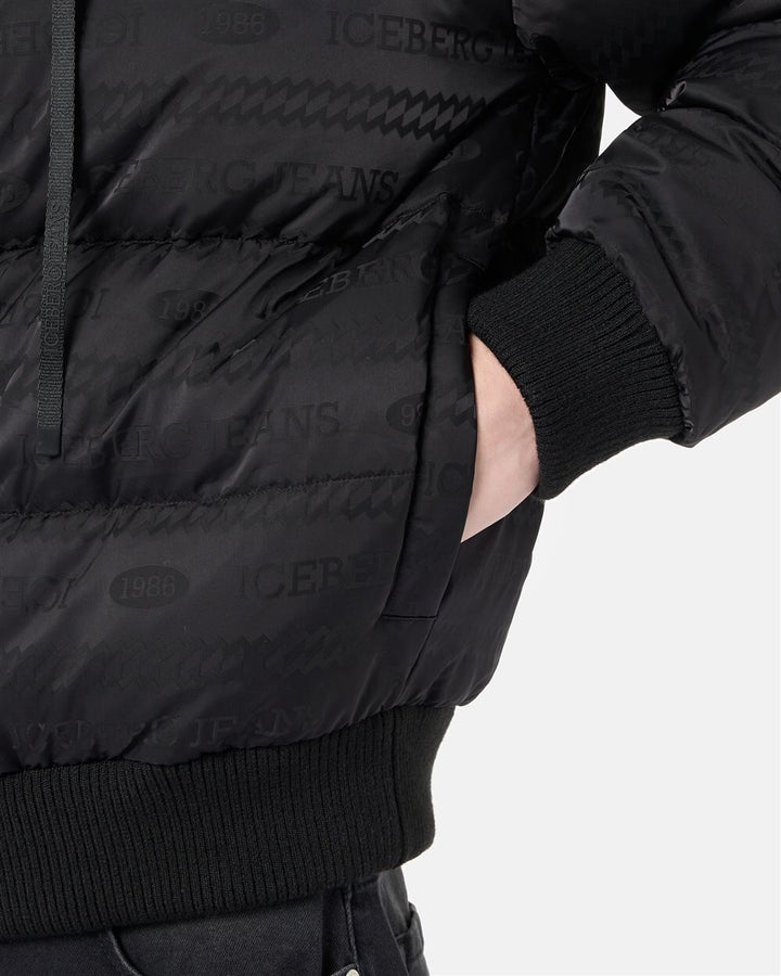 ICEBERG JEANS  Piumino Cappuccio Con Logo Allover Uomo |  JEK PIT