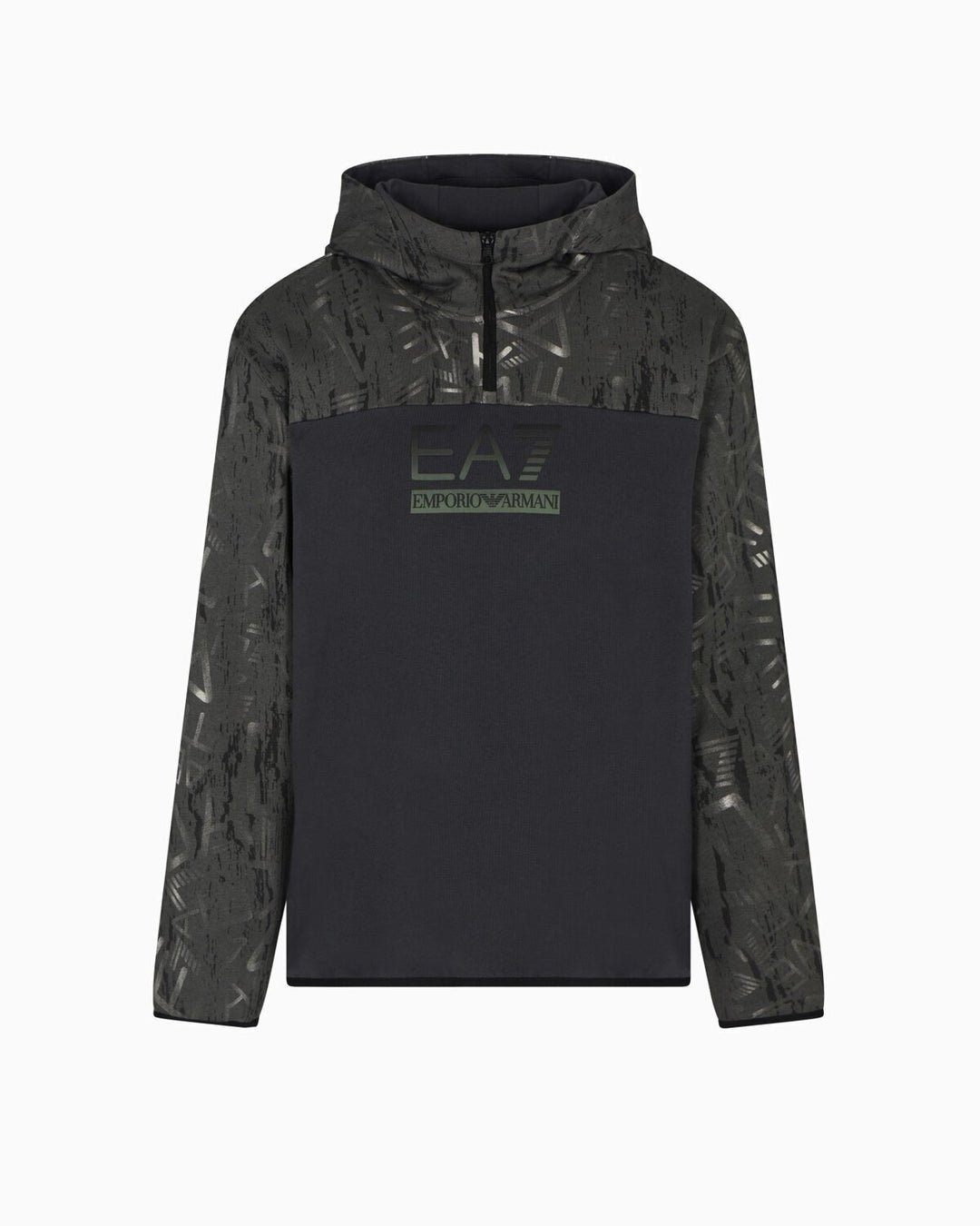 EMPORIO ARMANI EA7  Felpa Capp. e Mezza Zip Graphic Series Uomo |  JEK PIT