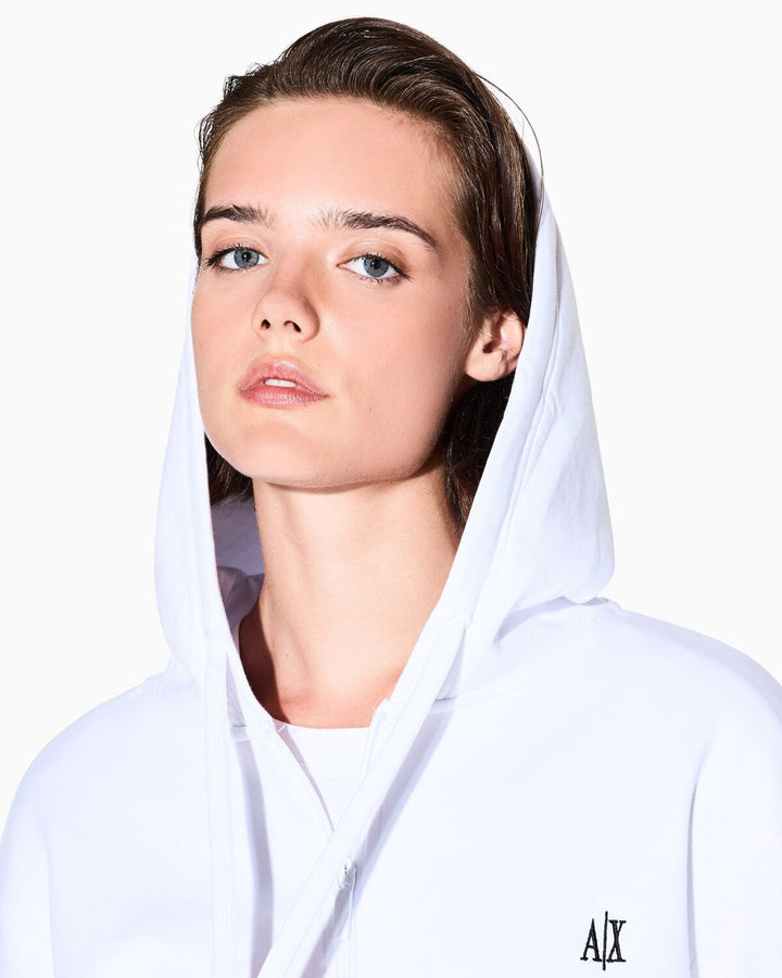 ARMANI EXCHANGE  Felpa Capp. e Zip Logo Ricamato Piccolo Donna |  JEK PIT