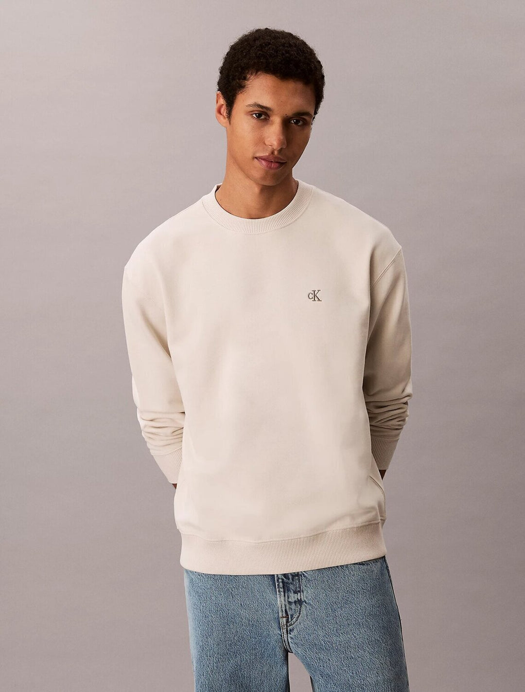CALVIN KLEIN  Maglione Giro Logo Ricamato Uomo |  JEK PIT