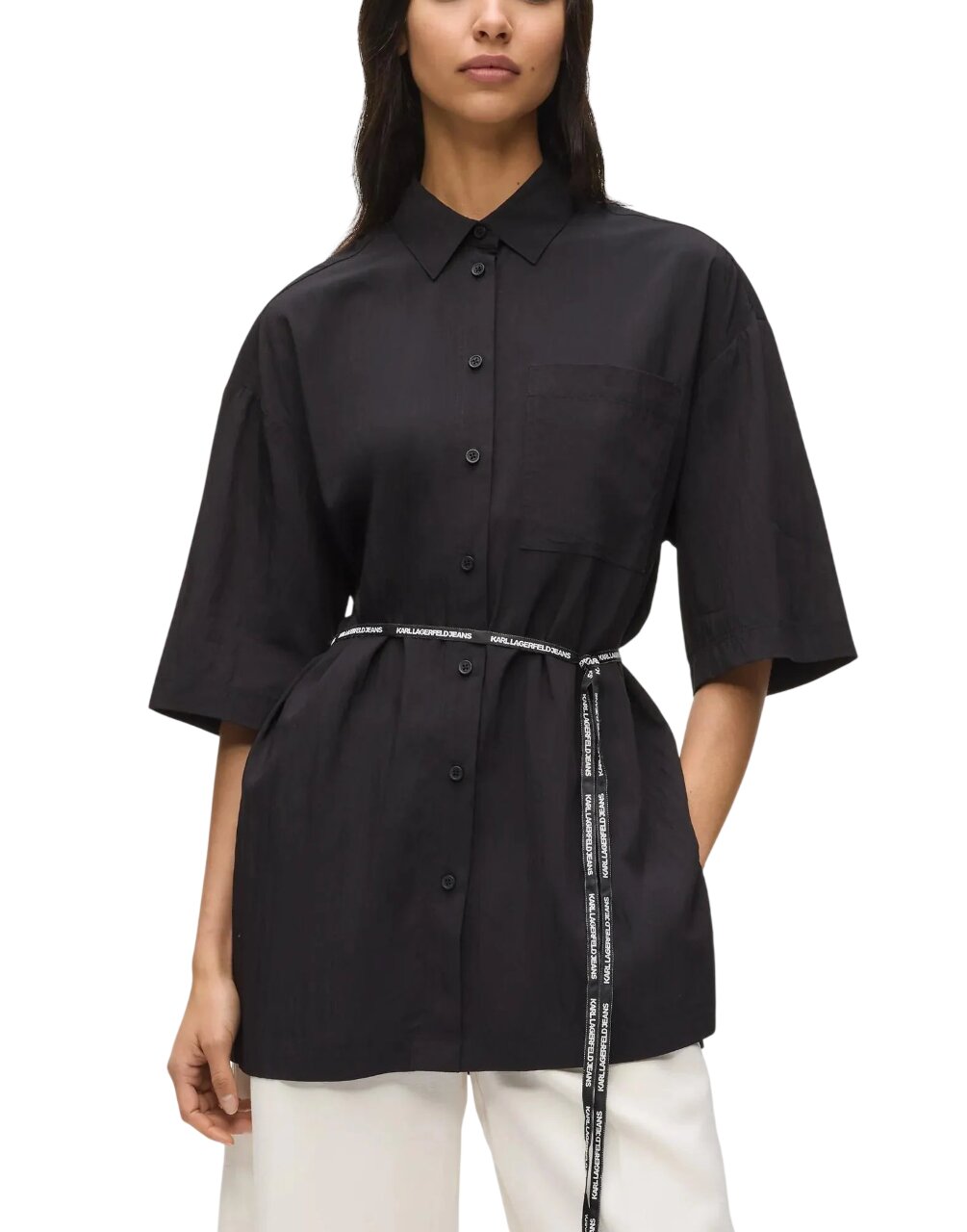 KARL LAGERFELD  Camicione Con Nastro Logato Donna |  JEK PIT