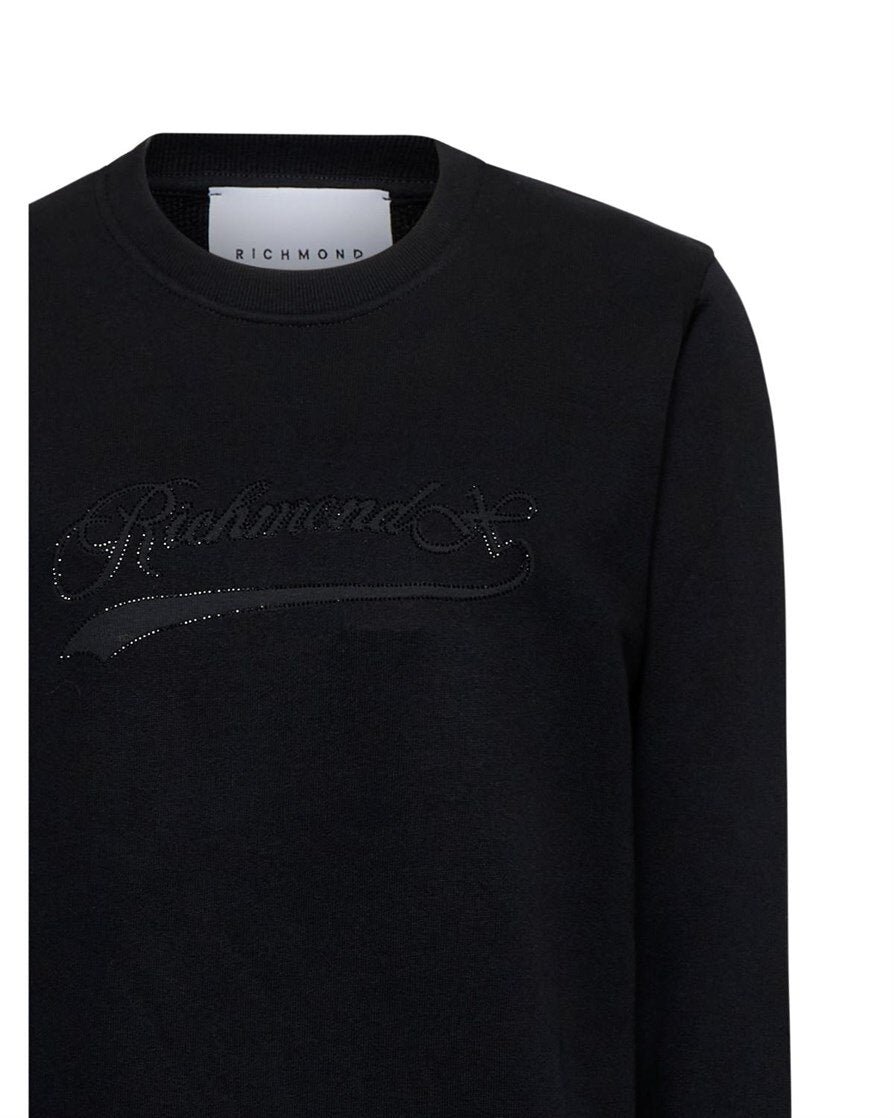 JOHN RICHMOND X  Felpa Giro Con Logo Brillantinato Donna |  JEK PIT