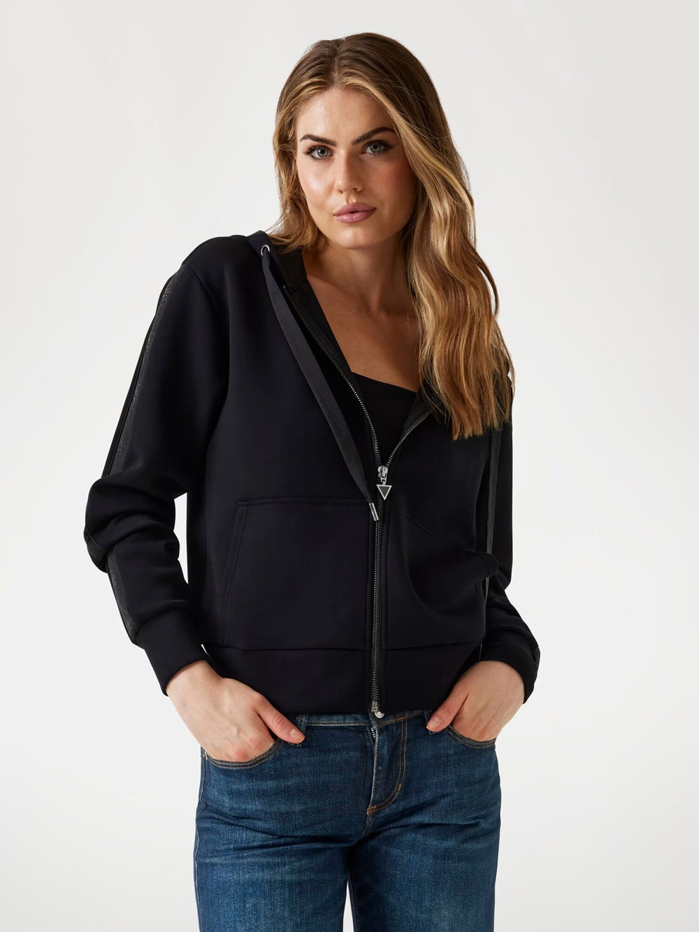 GUESS  Felpa Con Zip Logo Banda Laterale Donna |  JEK PIT