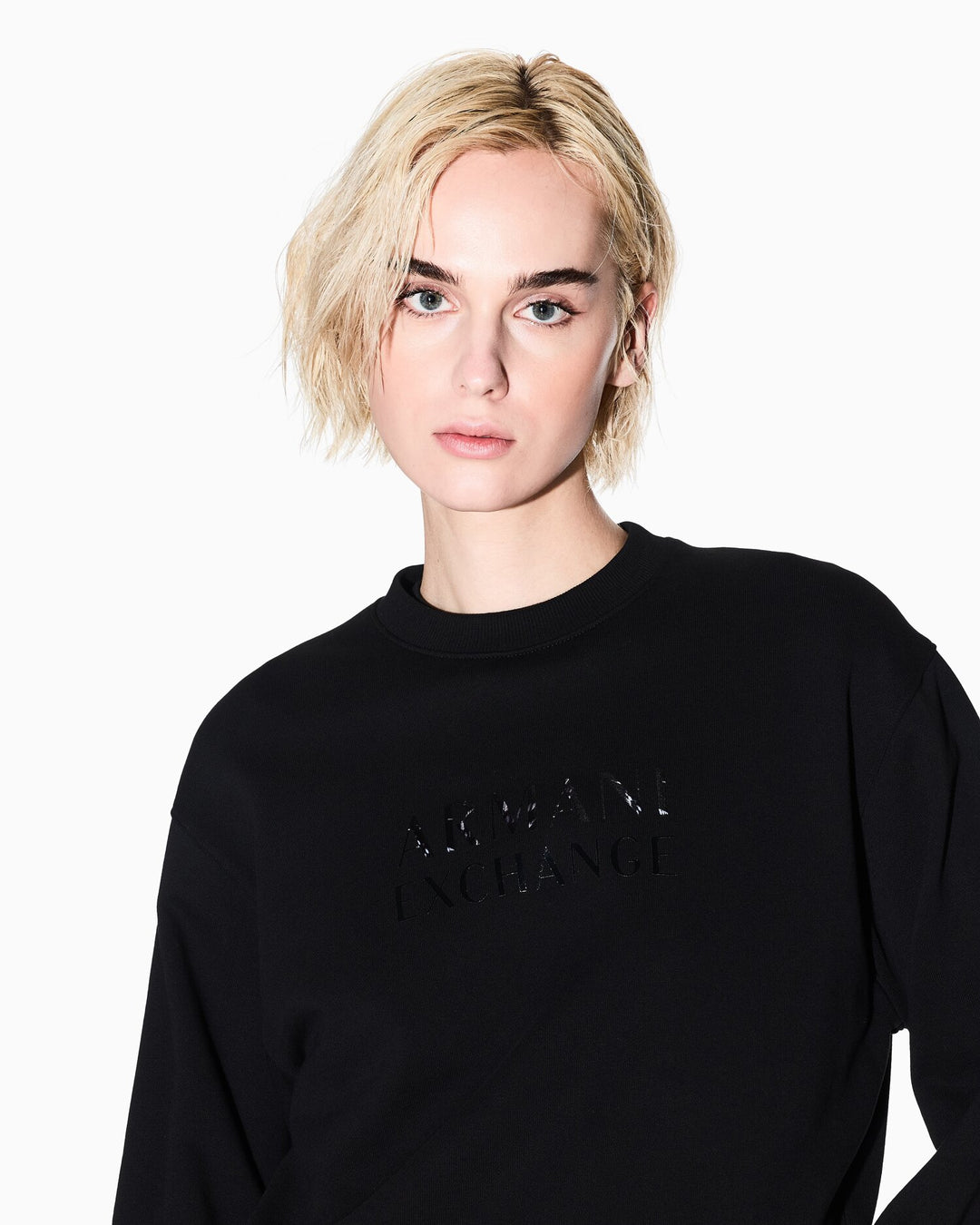 ARMANI EXCHANGE  Felpa a Giro Logo Maculato Grande Donna |  JEK PIT