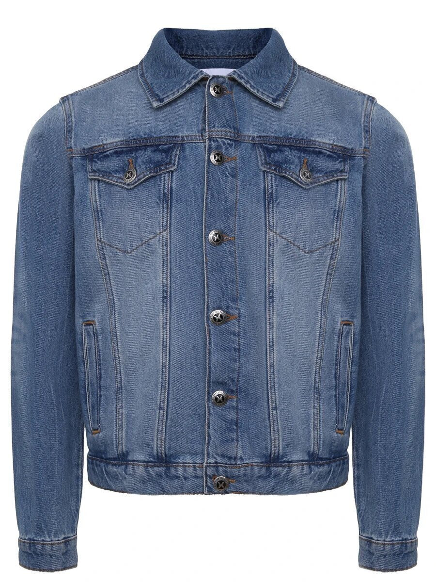 Giubbino In Jeans Denim Logo Retro Uomo - JEK PIT