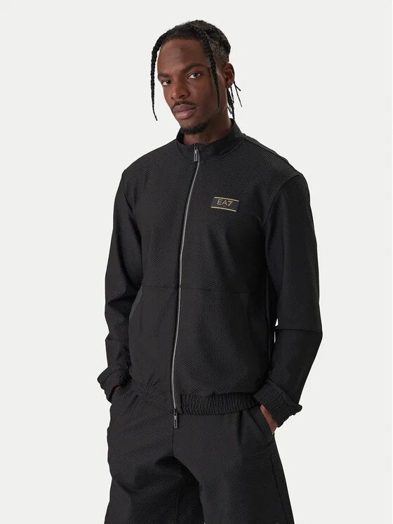 EMPORIO ARMANI EA7  Felpa Con Zip e Logo Dorato Uomo |  JEK PIT