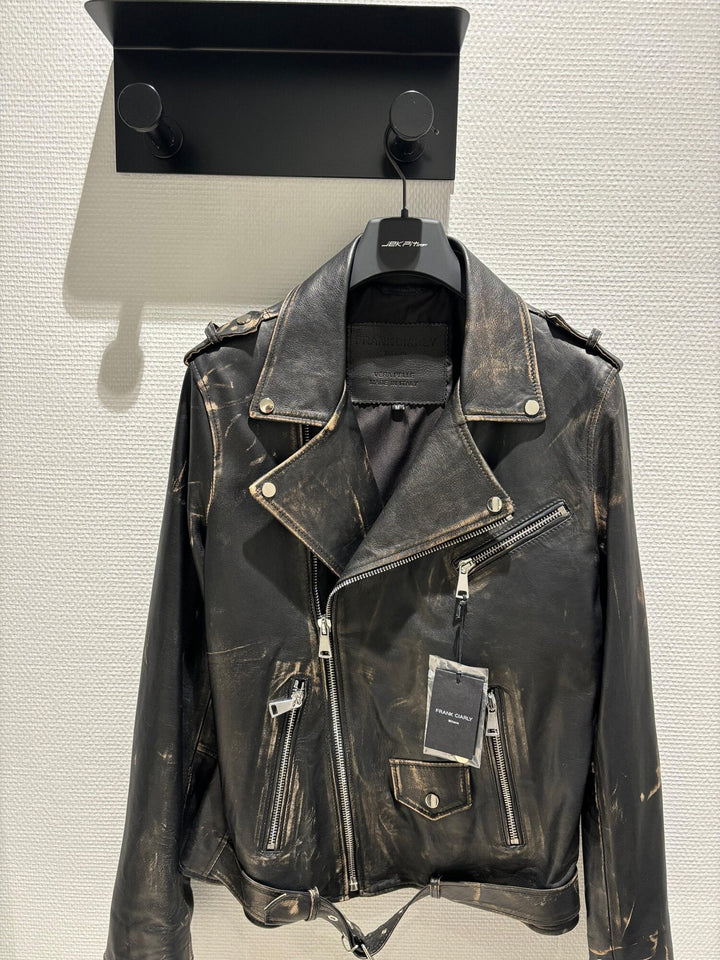 FRANK CIARLY  Giubbino Pelle Chiodo Stonewash Uomo |  JEK PIT