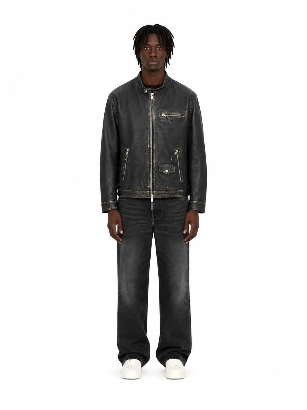 Giubbino Vera Pelle Biker Zip Uomo - JEK PIT