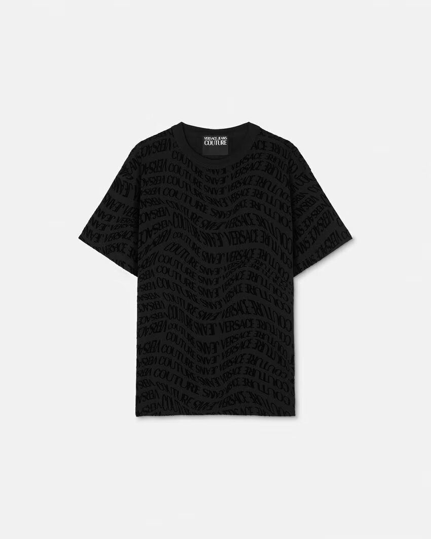 VERSACE JEANS  t-Shirt Logo Allover Floccata Uomo |  JEK PIT