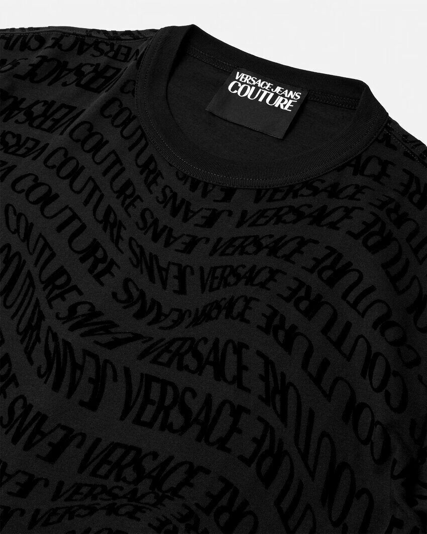 VERSACE JEANS  t-Shirt Logo Allover Floccata Uomo |  JEK PIT