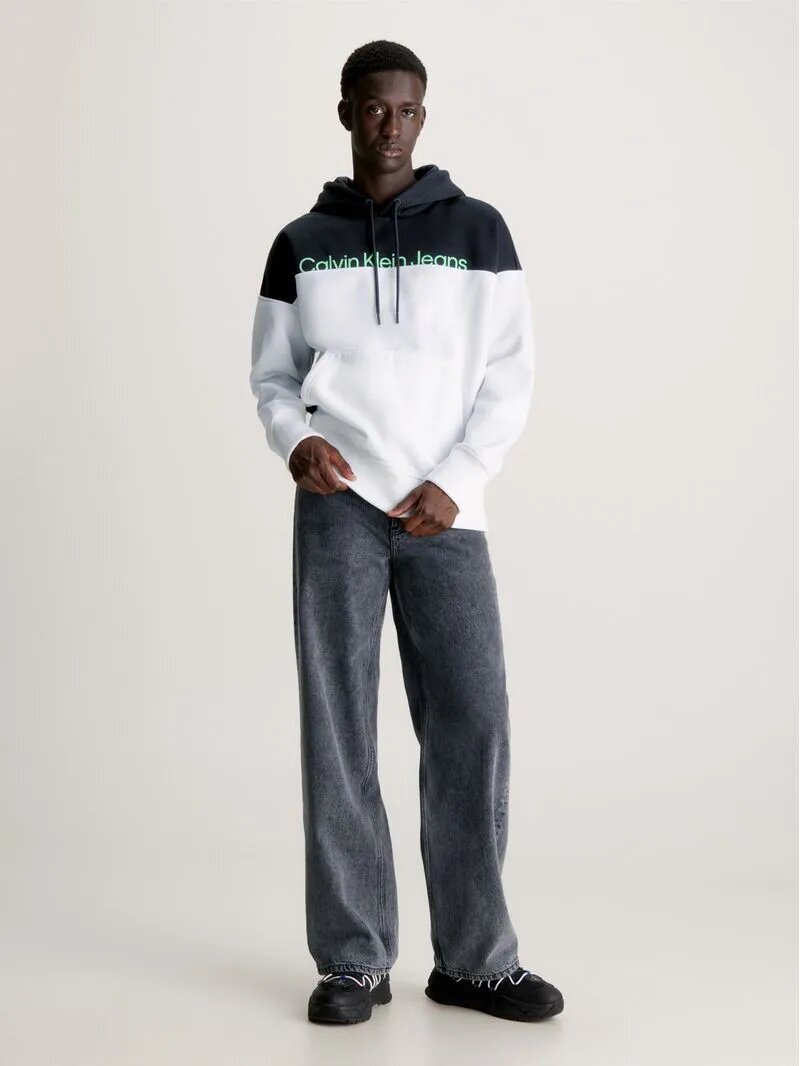 CALVIN KLEIN  Felpa Bicolor Cappuccio Logo Fluo Uomo |  JEK PIT