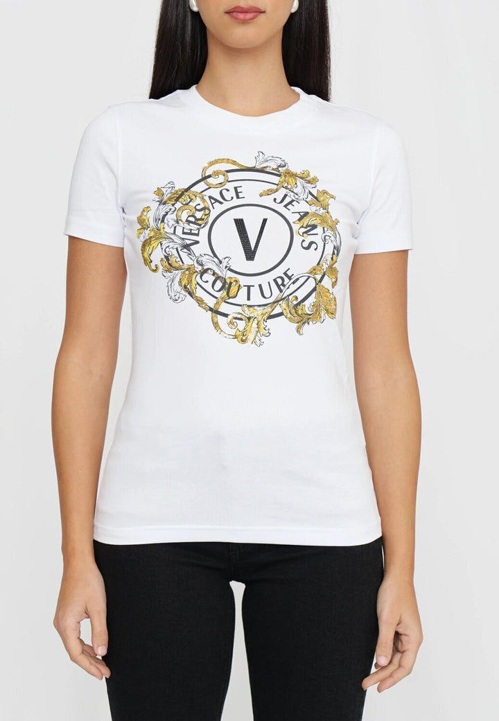 VERSACE JEANS  t-Shirt v-Emblem Baroque Logo Gr Donna |  JEK PIT