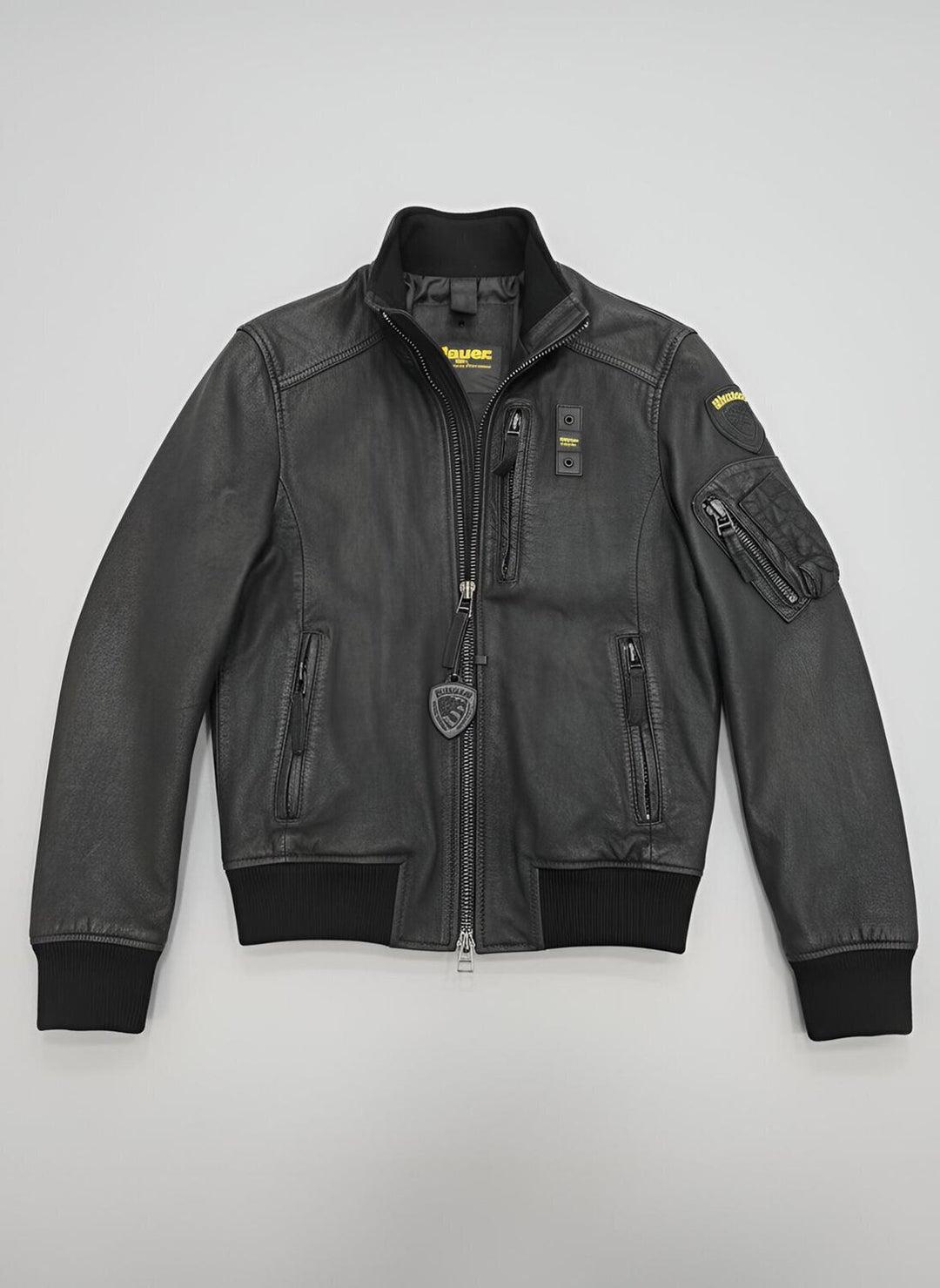 BLAUER  Bomber In Pelle Slavata Con Zip Uomo |  JEK PIT