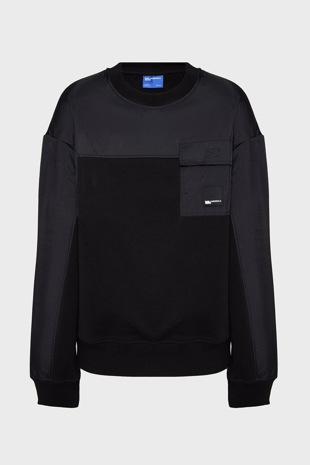 KARL LAGERFELD  Felpa Giro Con Taschino Nylon Patch Uomo |  JEK PIT