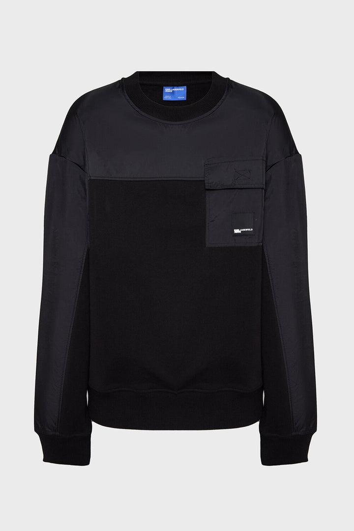 KARL LAGERFELD  Felpa Giro Con Taschino Nylon Patch Uomo |  JEK PIT