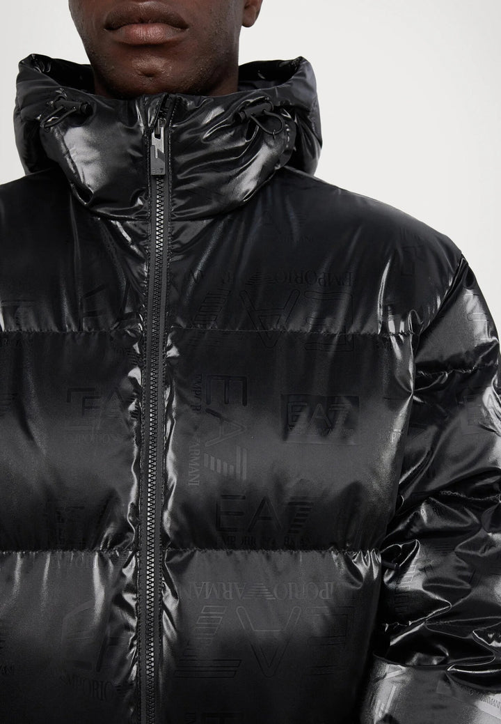 EMPORIO ARMANI EA7  Piumino Capp. Lucido Logo Allover Uomo |  JEK PIT