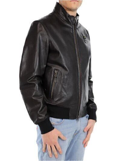 BLAUER  Giubbino Pelle Elastico Logo Pc Uomo |  JEK PIT