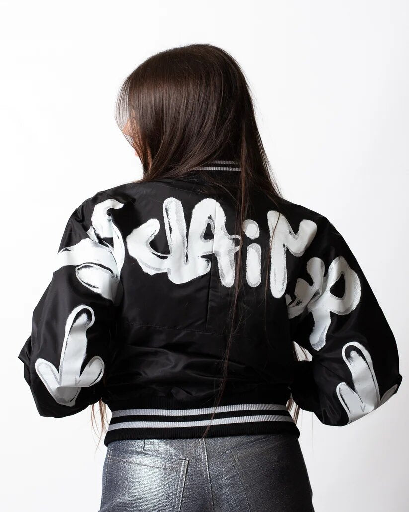 DISCLAIMER  Giubbino Elastico Argentato Logo Retro Donna |  JEK PIT