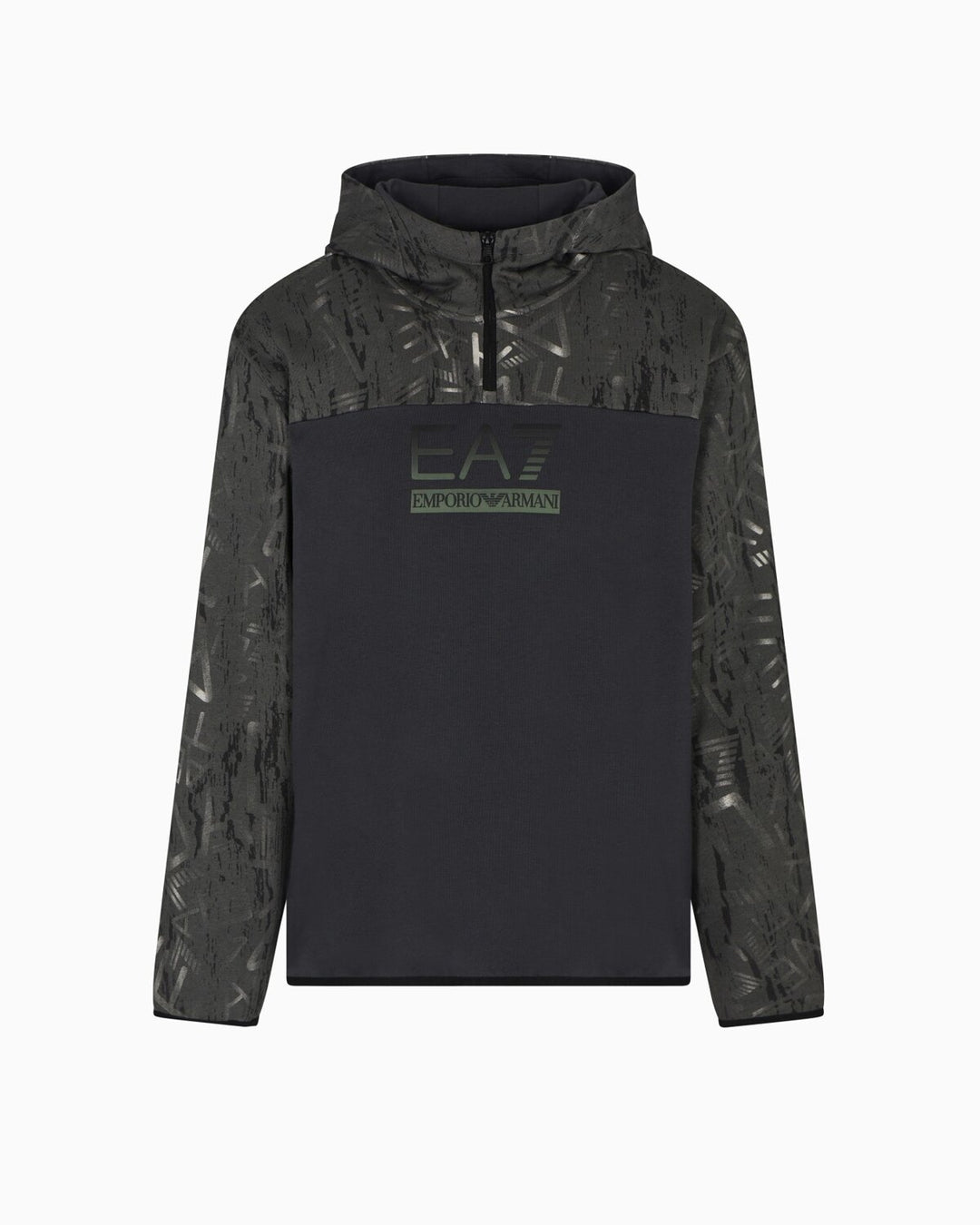 EMPORIO ARMANI EA7  Felpa Capp. e Mezza Zip Graphic Series Uomo |  JEK PIT