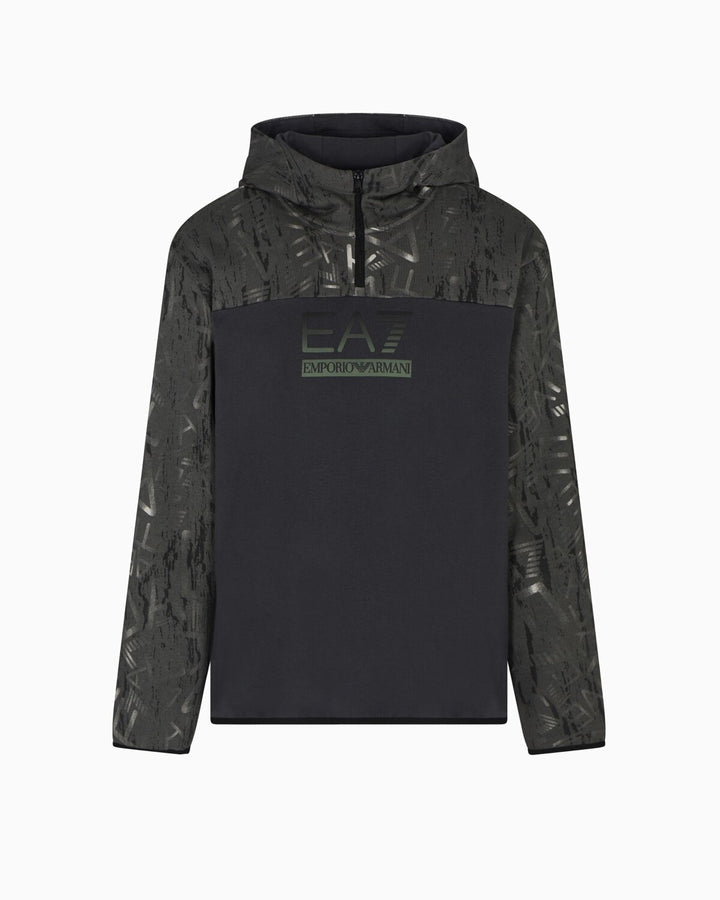 EMPORIO ARMANI EA7  Felpa Capp. e Mezza Zip Graphic Series Uomo |  JEK PIT