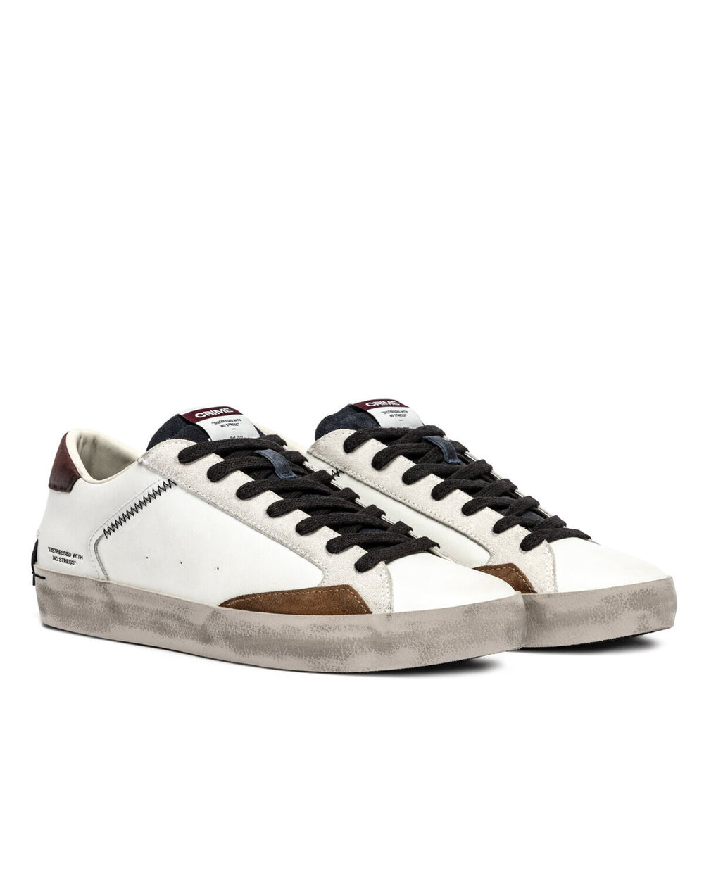 Sneakers CRIME LONDON Distressed Wine Retro con dettagli consumati e stile vintage, ideali per un look casual e alla moda.