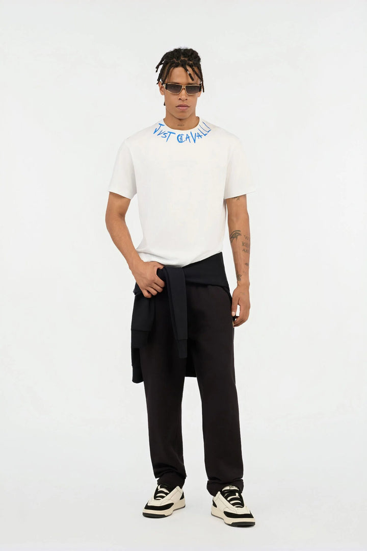 JUST CAVALLI  t-Shirt Con Ricamo Su Collo Uomo |  JEK PIT